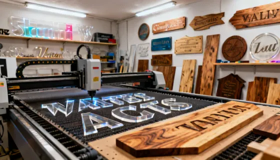 Laser cut signage and display production