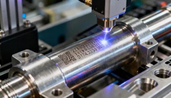 Fiber laser marking industrial parts for traceability